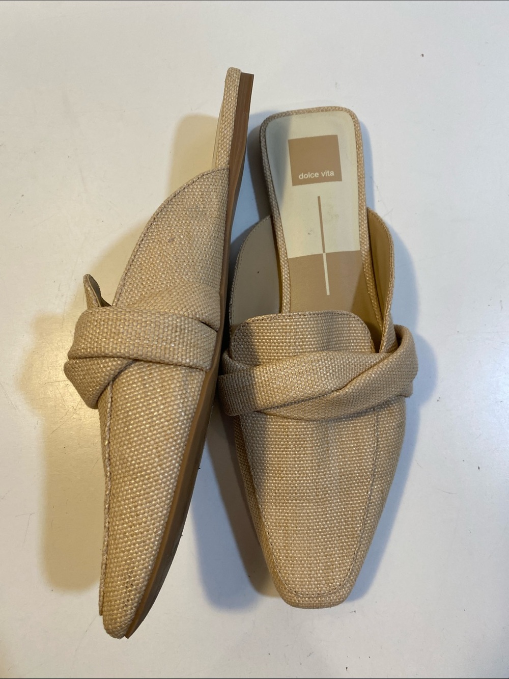 Dolce Vita Neutral Braided Slip-On Mules in Beige Imitation Raffia Upper Sz 10M - Picture 9 of 13